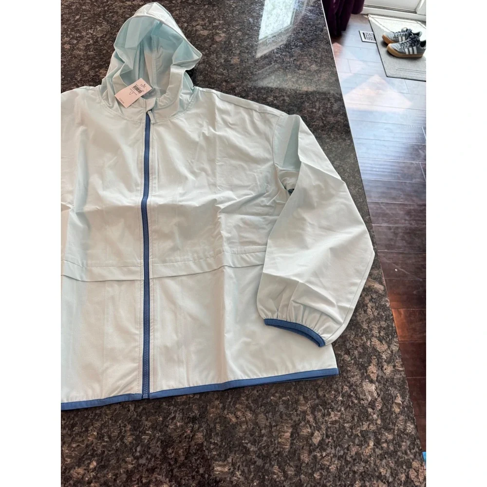 J. Jill Lake Shore Hooded Zip‎ Jacket Light Blue Tall Large LT 319213 New
